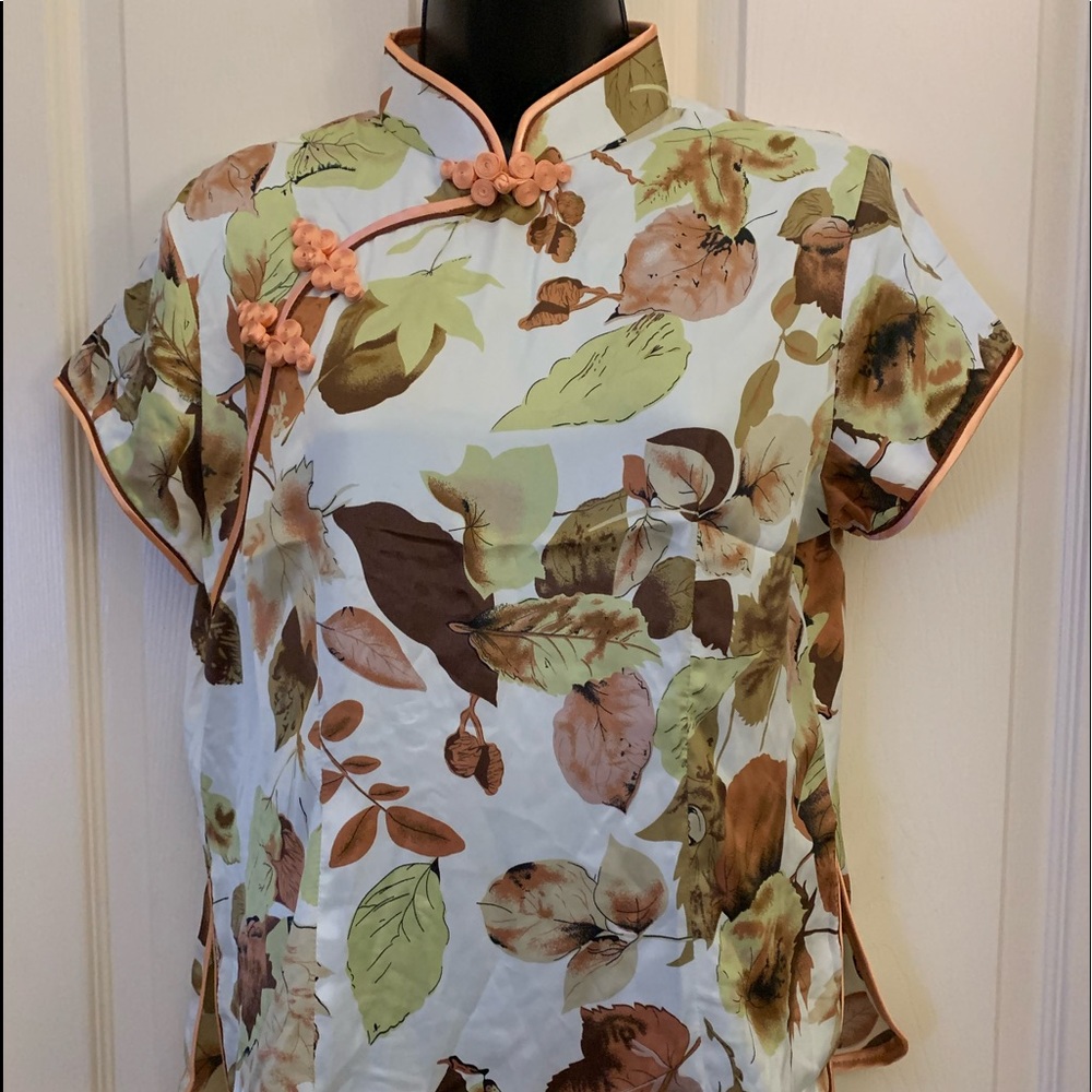 Asian traditional top-XL- Silver Dragon-Mandarin collar-New-Super cute